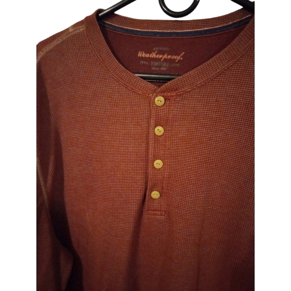 Weatherproof VintageThermal Reddish Brown Henley Style Long Sleeved Shirt XXL - Picture 4 of 10